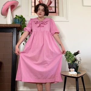 Vintage 1970s/80s Laura Ashley Pink Babydoll Prairie Dress